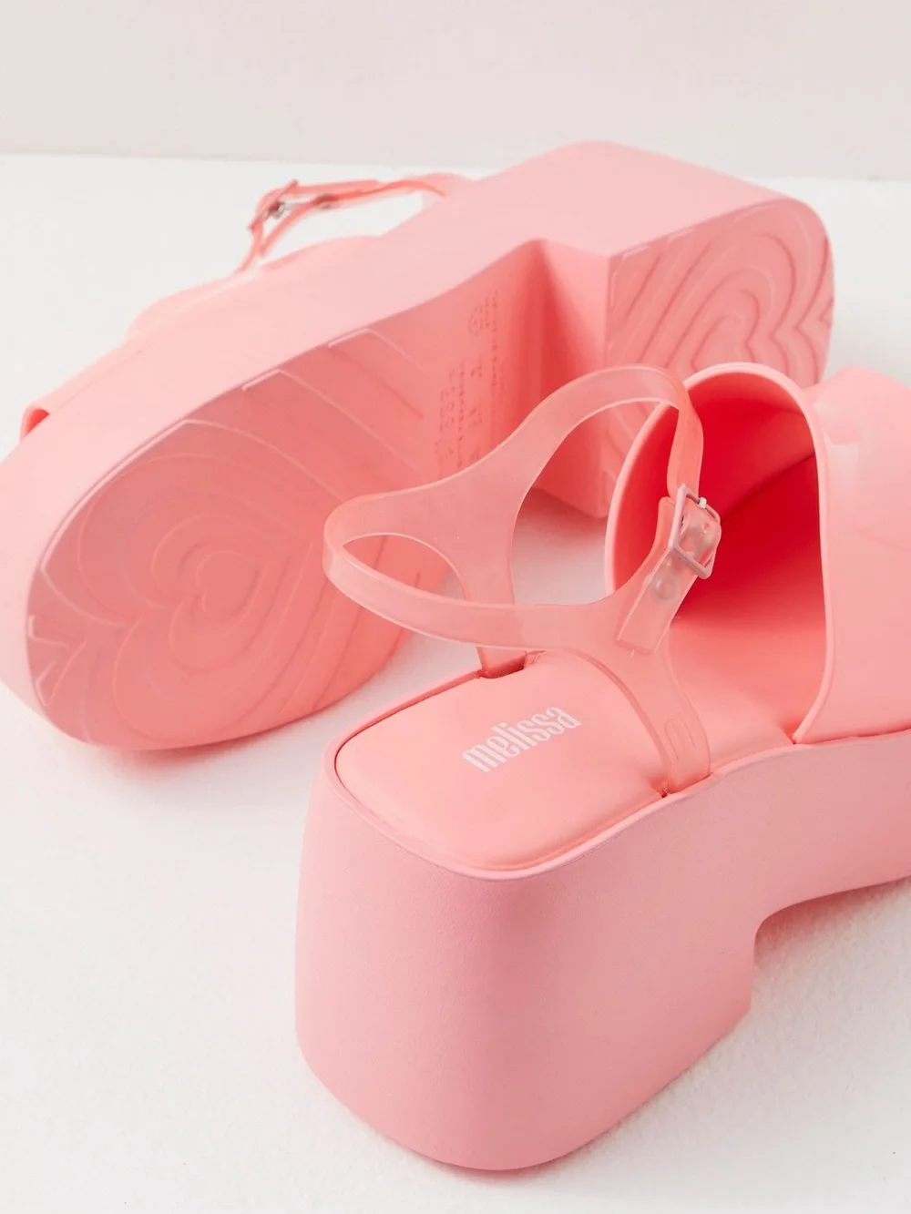 Melissa Bubblegum Pink Platform Sandals with Ankle Buckle